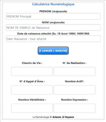 Calcul Numérologique