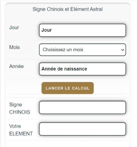 Signe Chinois Et Élément