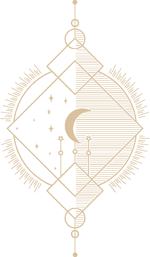 Illustration Décoration Lune Mystique Et Formes Géométriques