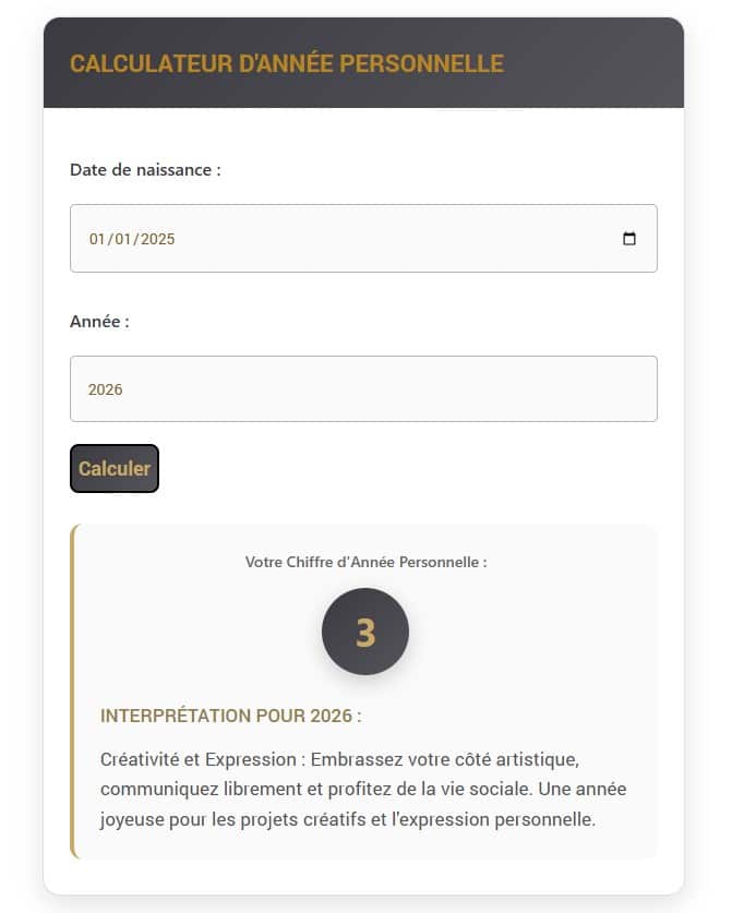 Image D'Illustration : Calcul Annee Personnelle | Pour Le Site Du Cabinet Arianne G Voyance